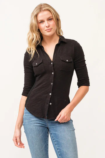 Freddy Slub Long Sleeve Button Down Top