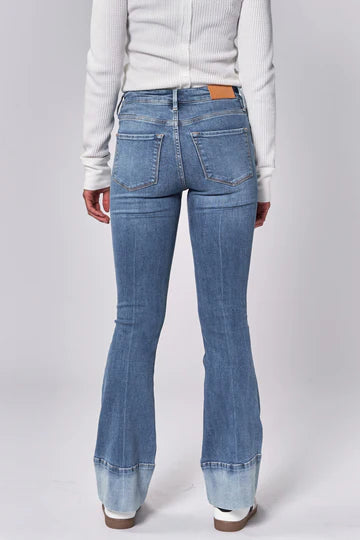 Jax Mid Rise Contrast Hem Bootcut Jeans