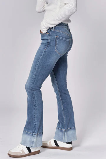 Jax Mid Rise Contrast Hem Bootcut Jeans