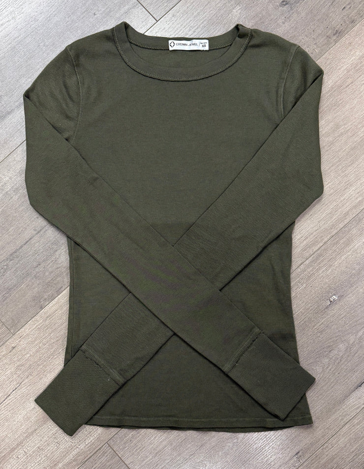 Long Sleeve Ribbed Crew