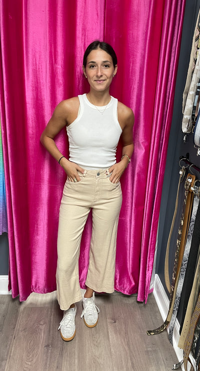 Aubrey Soft Seashell Wide Leg Cropped Pant