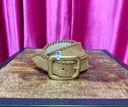 Tan Whipstitch Belt with Metallic Sheen