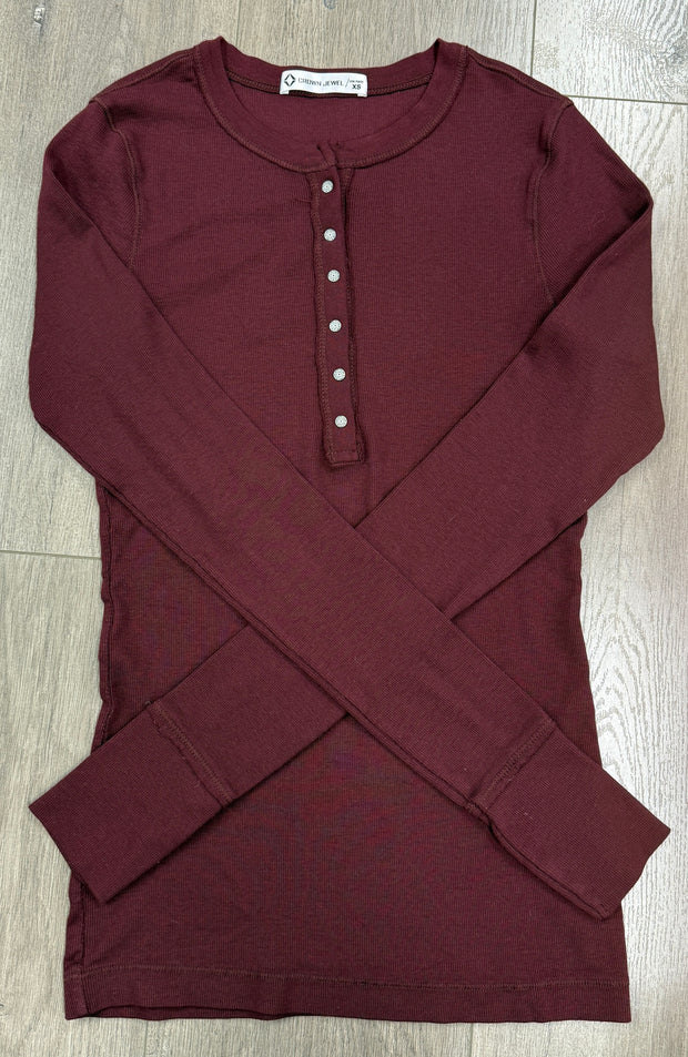 Long Sleeve Ribbed Henley