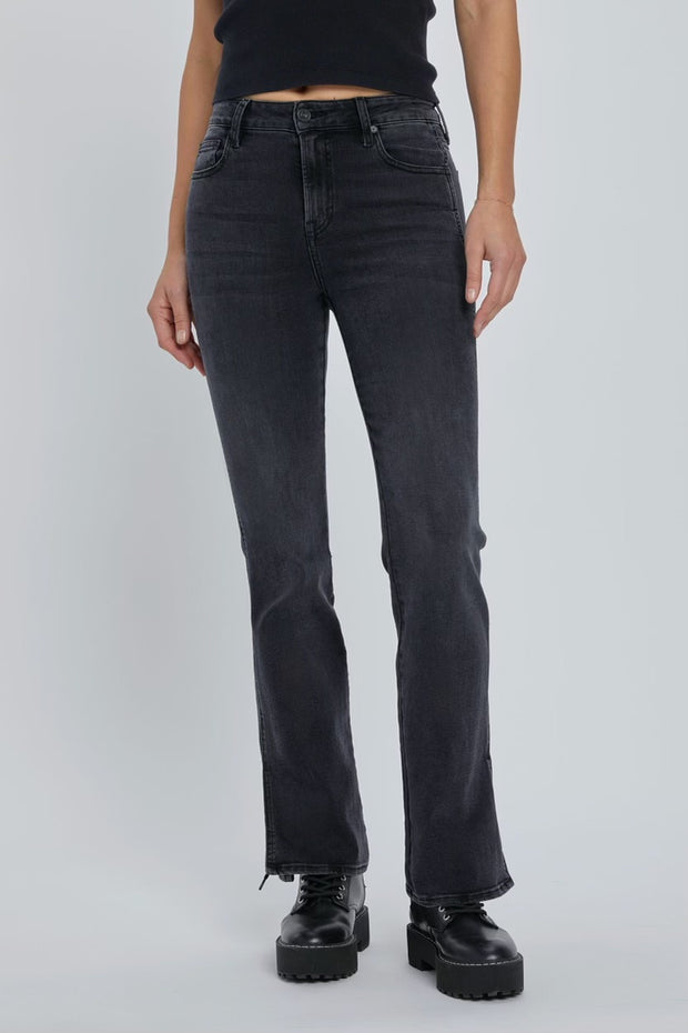 Charcoal High Rise Bootcut Jean with Slit