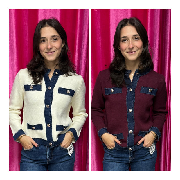 Johnny Denim Trim Cardigan