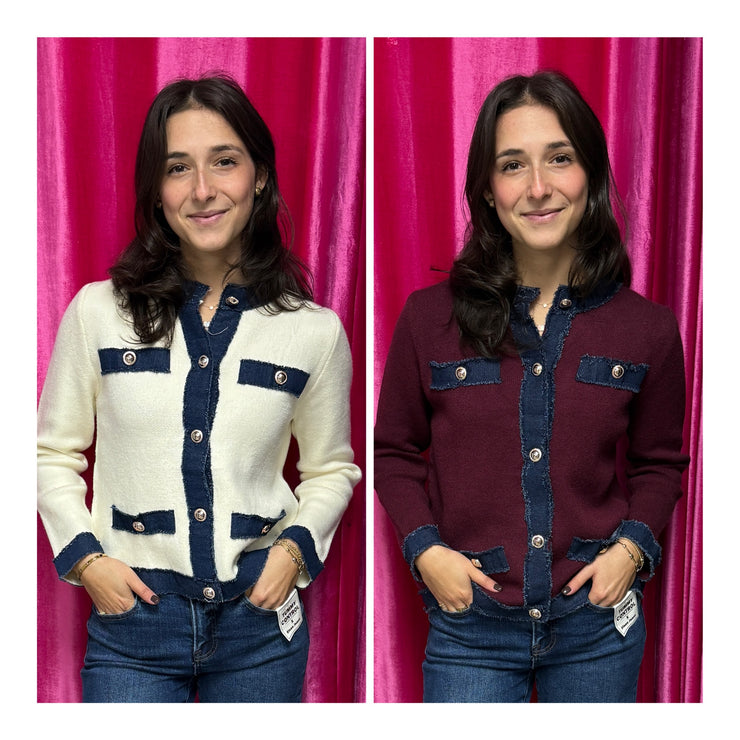 Johnny Denim Trim Cardigan