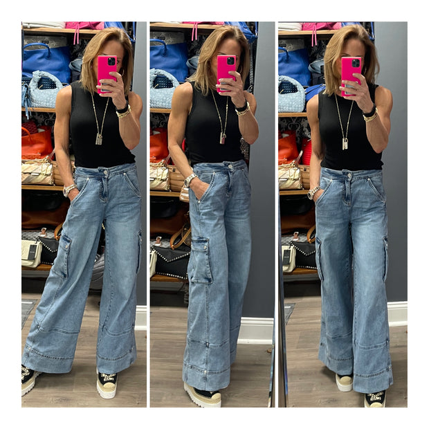 Marvin Wide Leg Cargo Soft Denim Pant