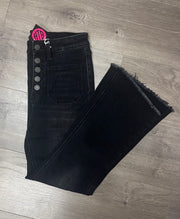 Patch Pocket Black Step Hem Flare Jean