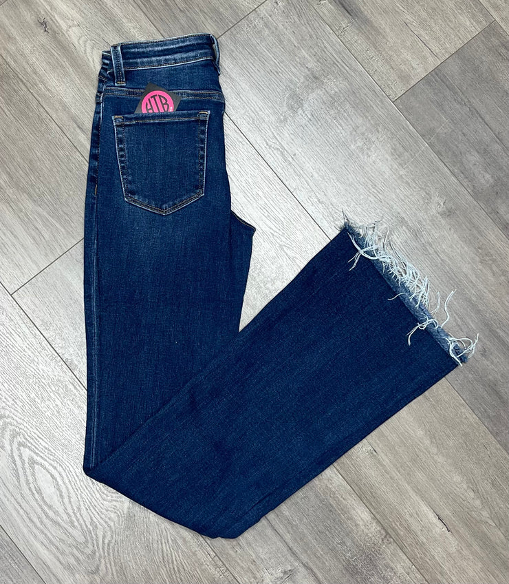 Sunny Dark Mid Rise Mini Flare Jean