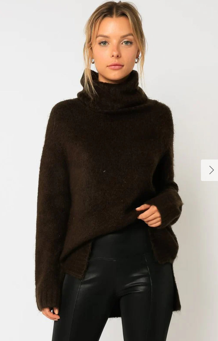 Fuzzy Oversized Turtleneck Sweater