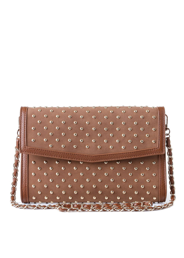 BETH Studded Suede Clutch