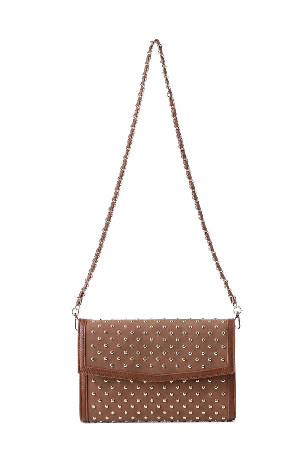 BETH Studded Suede Clutch