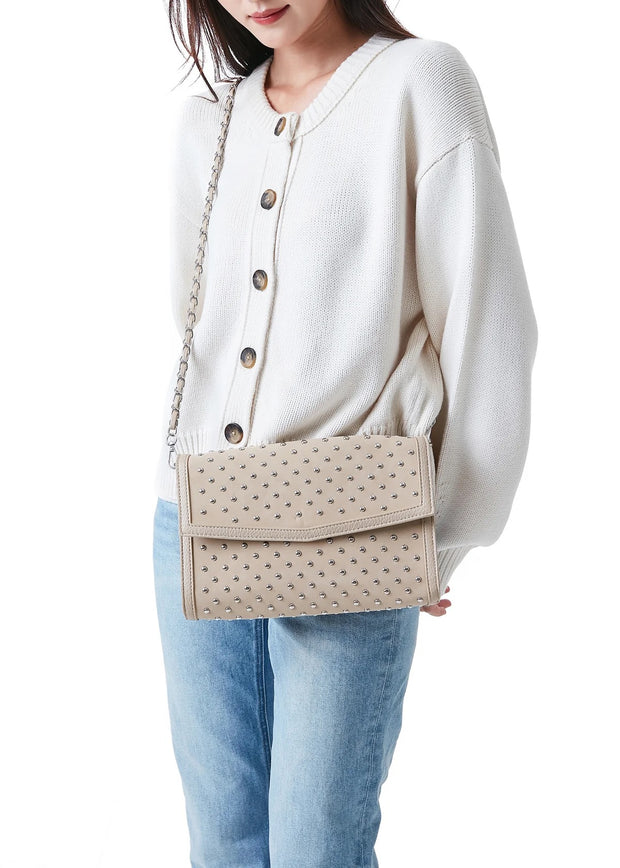 BETH Studded Suede Clutch