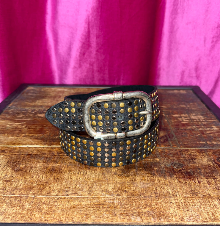 Black Studded Leather Streets Ahead Belt