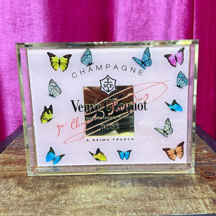 Small Champagne Tray with Butterflies
