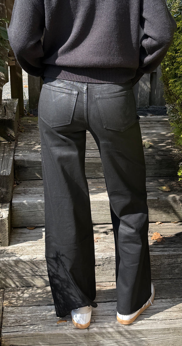 Fiona Coated Concrete High Rise Wide Leg Jean