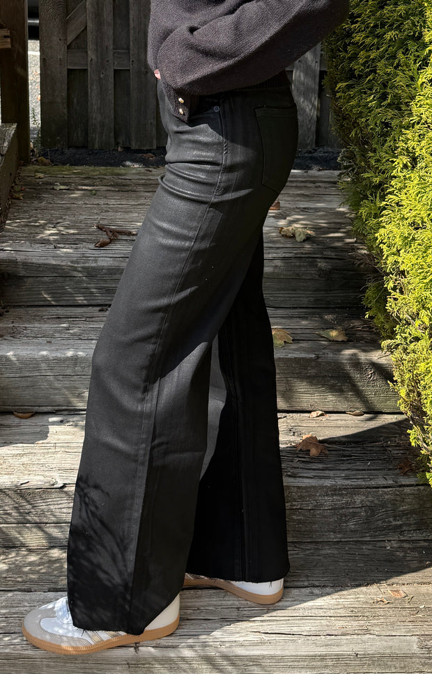 Fiona Coated Concrete High Rise Wide Leg Jean