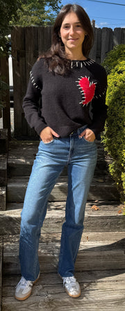 Stitched Heart Crew Neck Sweater