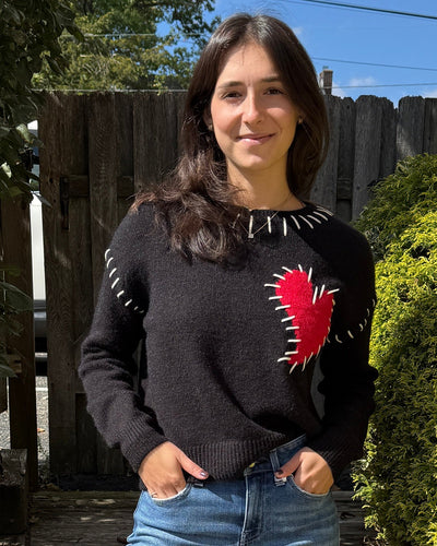 Stitched Heart Crew Neck Sweater