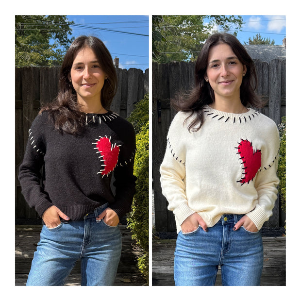 Stitched Heart Crew Neck Sweater