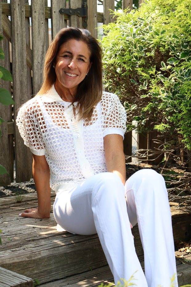 Pia Short Sleeve Crochet Cardigan