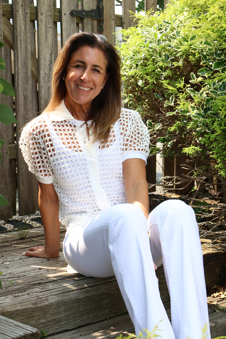 Pia Short Sleeve Crochet Cardigan
