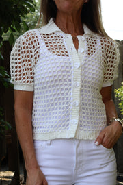 Pia Short Sleeve Crochet Cardigan