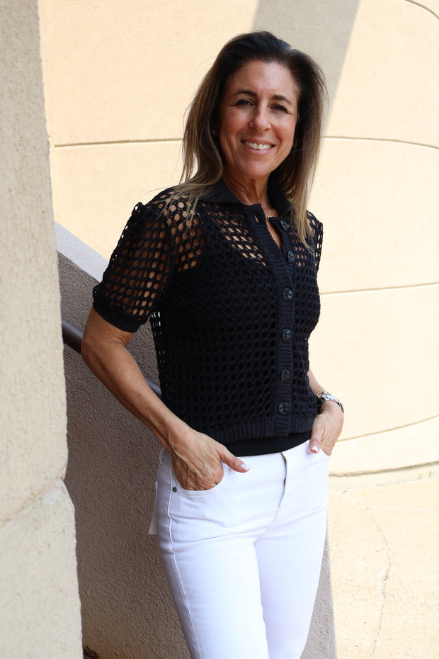 Pia Short Sleeve Crochet Cardigan