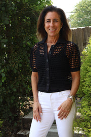 Pia Short Sleeve Crochet Cardigan