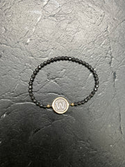 Hematite stretch Initial Bracelet