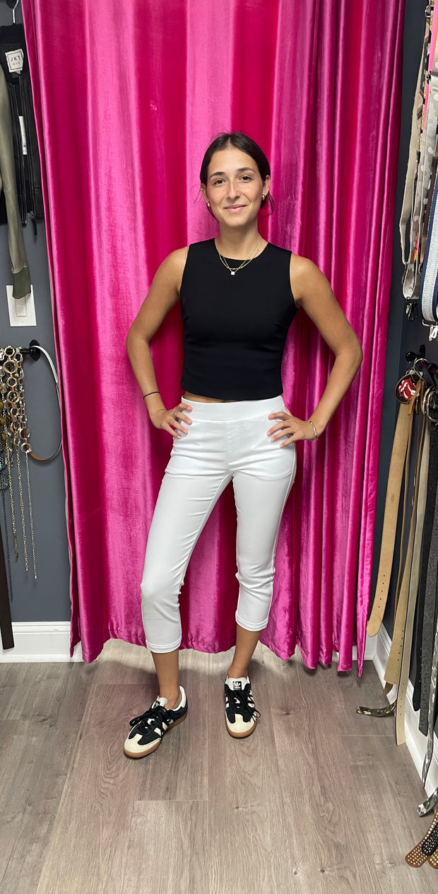 Eva White Cropped Pant