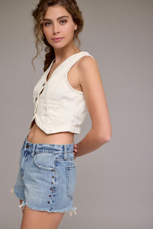 Kayla Relaxed Rivet Jean Shorts