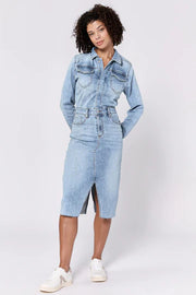 Renee Long Sleeve Fitted Denim Dress