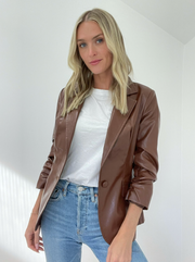 Brown Kylie Faux Leather Blazer