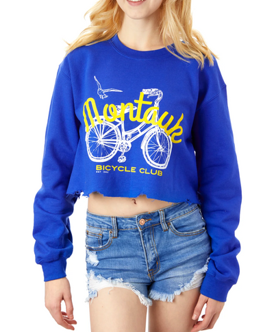 Montauk Bike Club Cropped Pullover Sweatshirt