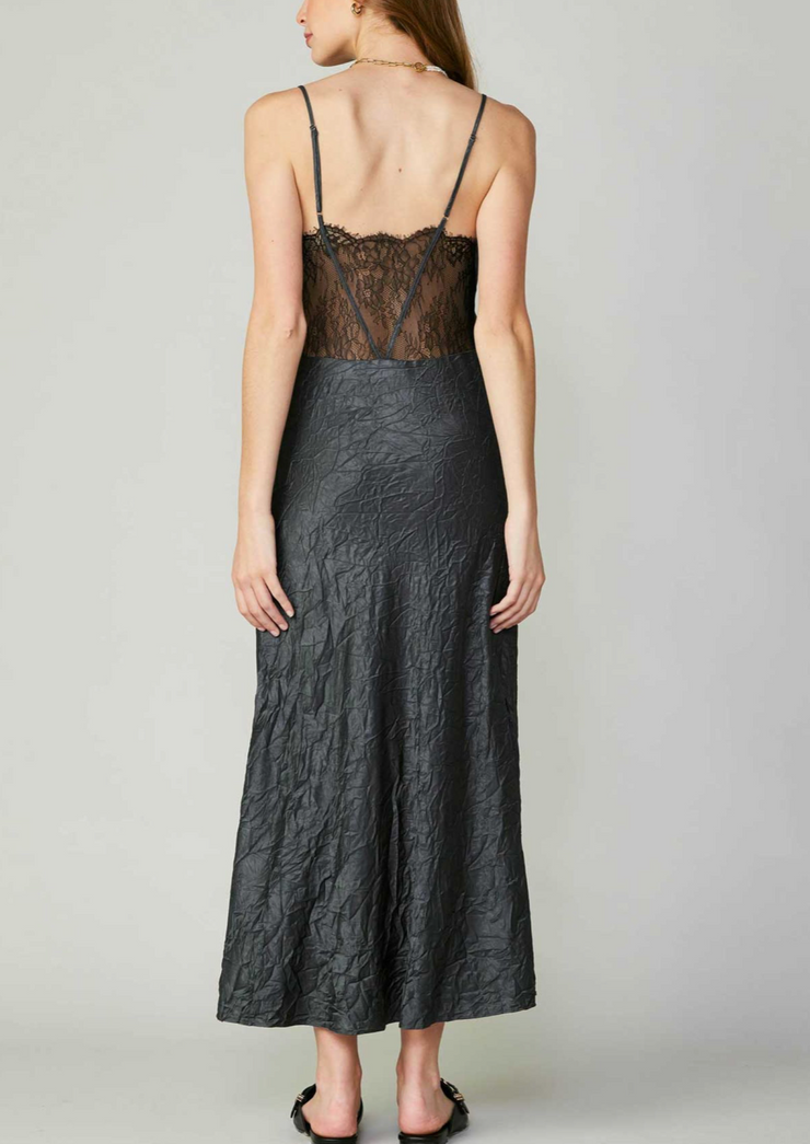 Crinkle Slip Dress with Lace Back
