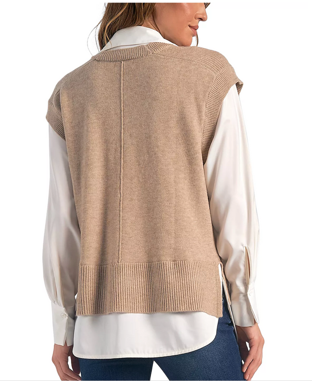 Stevie Layered Sweater/Shirt Combo