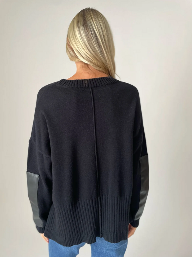 Sloane Sweater with Faux Leather Accents