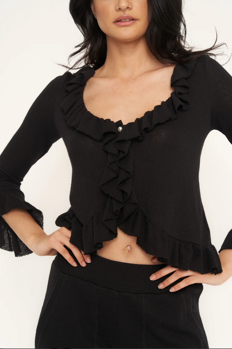 Ruffled 2025 cardigan sweater