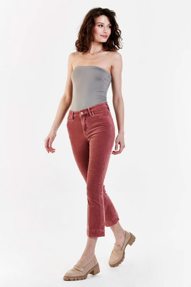 Jeanna High Rise Cropped Corduroy Flare Jeans