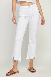 Betty High Rise Flare Cropped White Jean