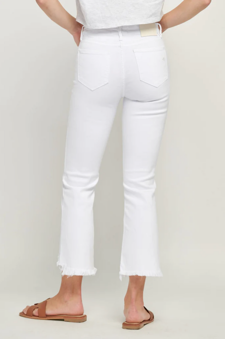 Betty High Rise Flare Cropped White Jean