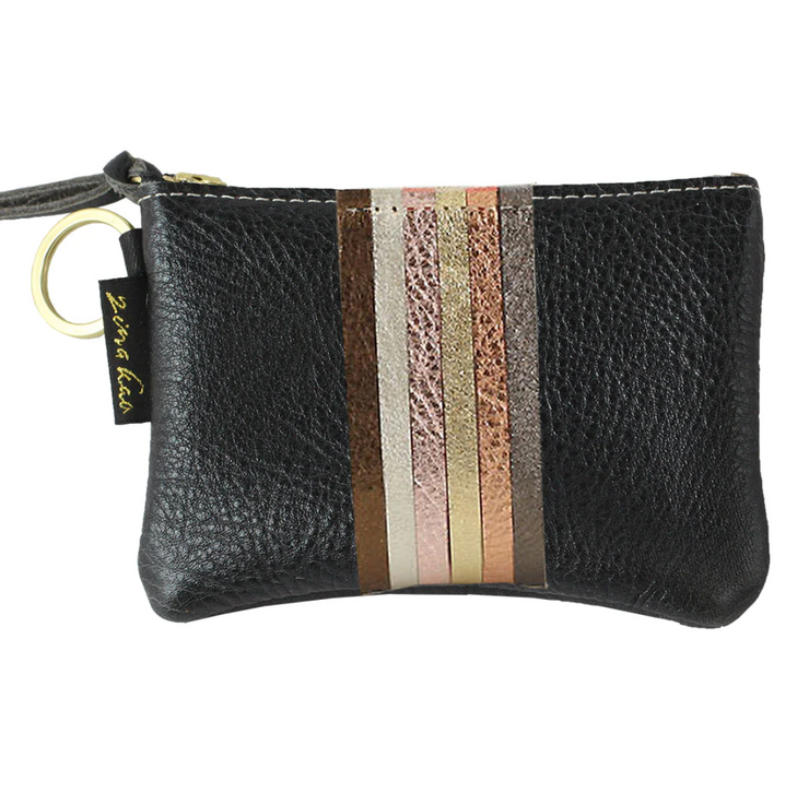 Kara Leather Credit Card Case + Stripe or Icon Keyring