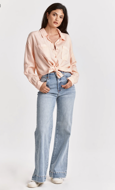 PETRA153 Hanna Rigid No Stretch High Rise Flare Jeans – Simply Me Boutique