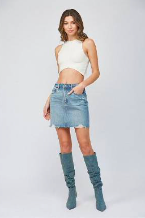 Peyton Grinded Denim Mini Skirt