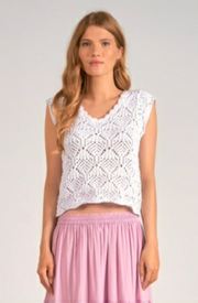 Stassi Crochet Sleeveless Sweater Top