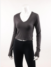 Luxx Long Sleeve Cropped V Neck