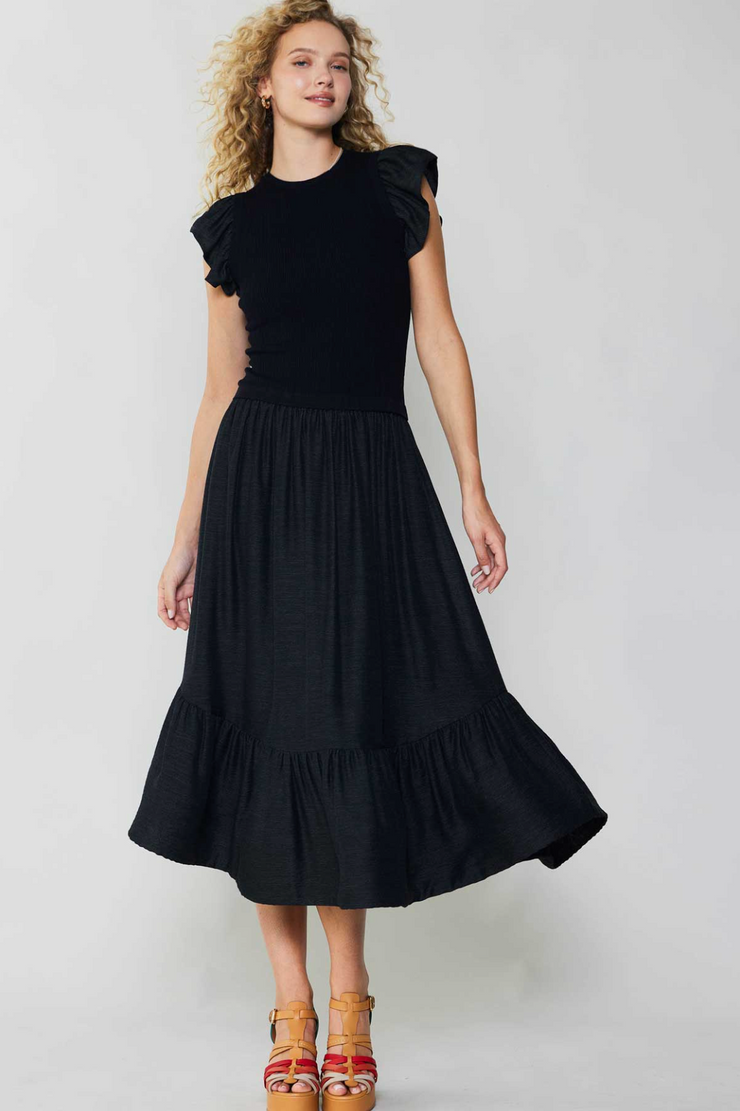 Amelia Ruffle Sleeve Midi Dress