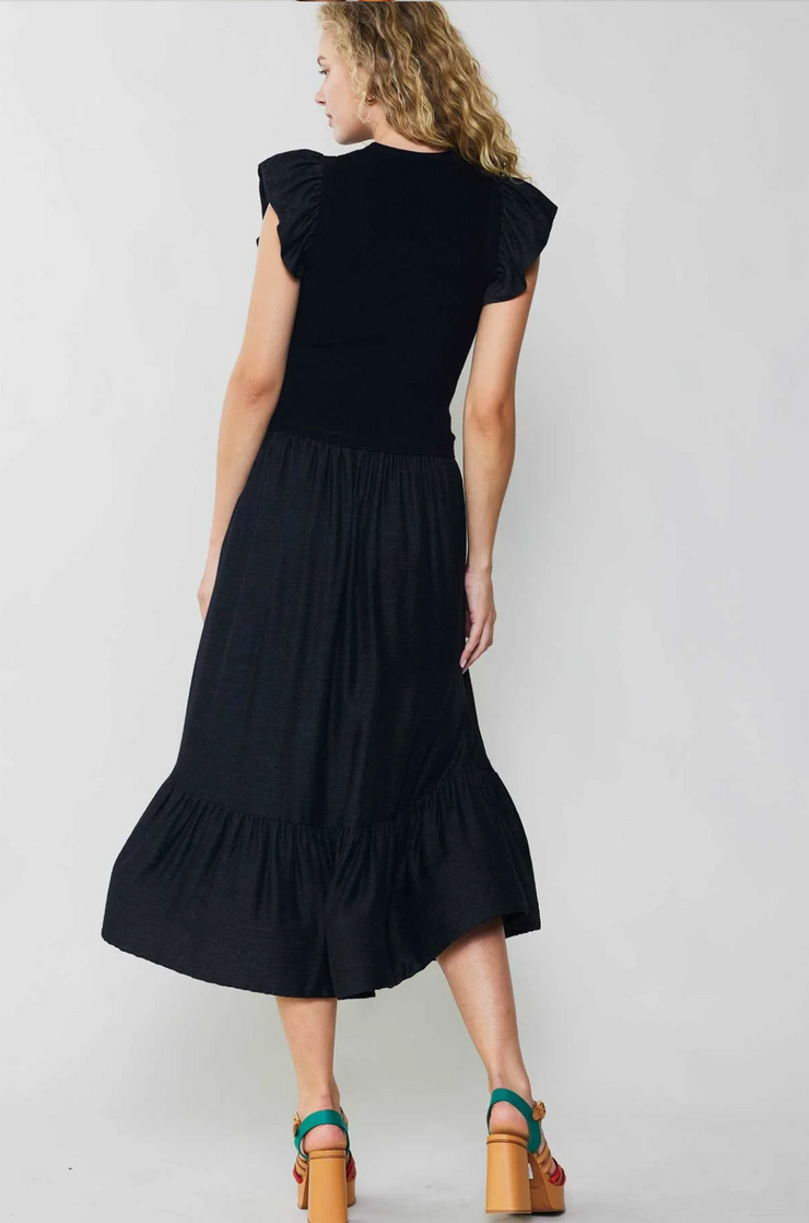 Amelia Ruffle Sleeve Midi Dress