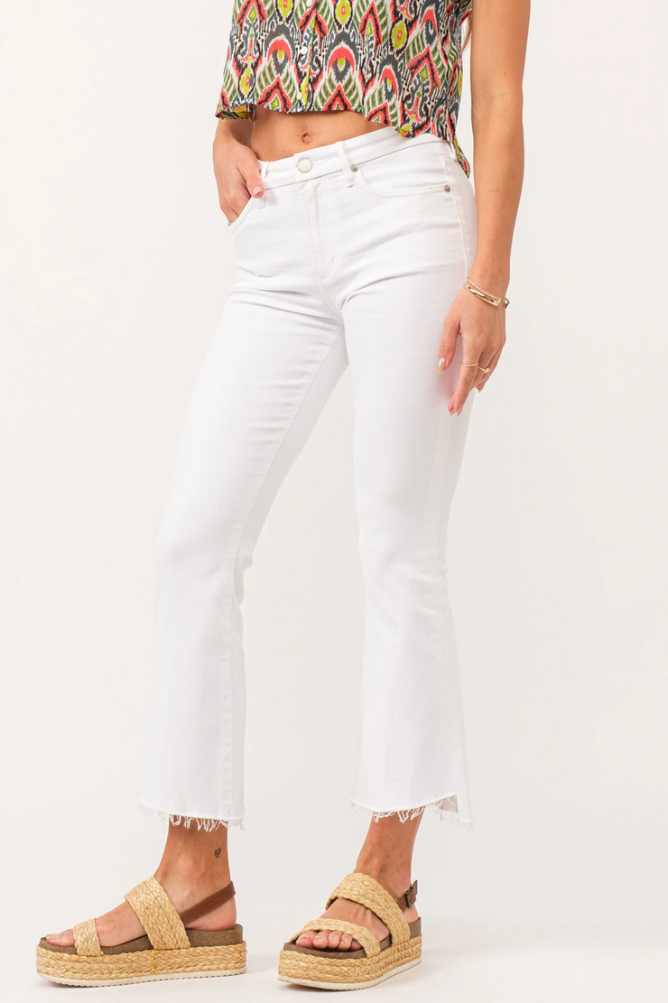 Jeanne White Mid Rise Crop Flare